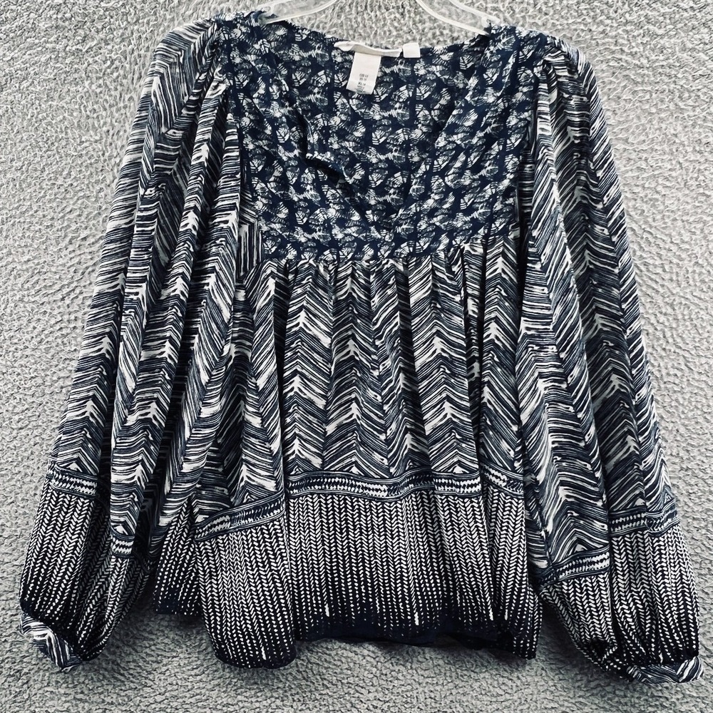 Womens Boho Peasant Blouse 14 Geometric Flowy Long Sleeve Relaxed‎ Modern Artsy